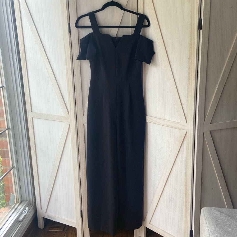 Eliza J Shoulder Strap V-Neck Jumpsuit Size 0, wide leg, wedding guest, formal